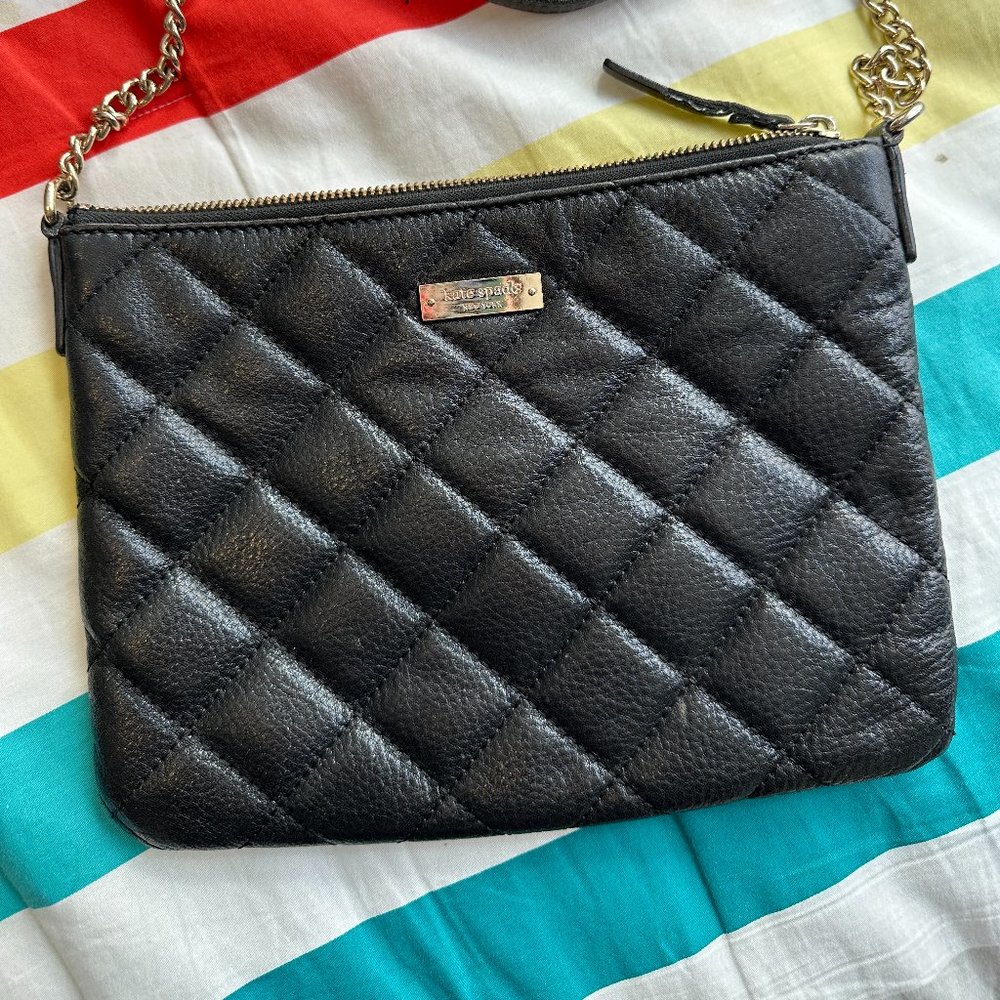 kate spade gold coast ginnie quilted crossbody with gold chain